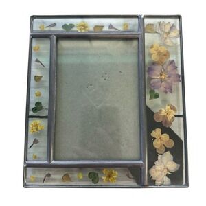 Carr Picture Frames Vintage Stained Glass Real Pressed Flowers Photo Cottagecore